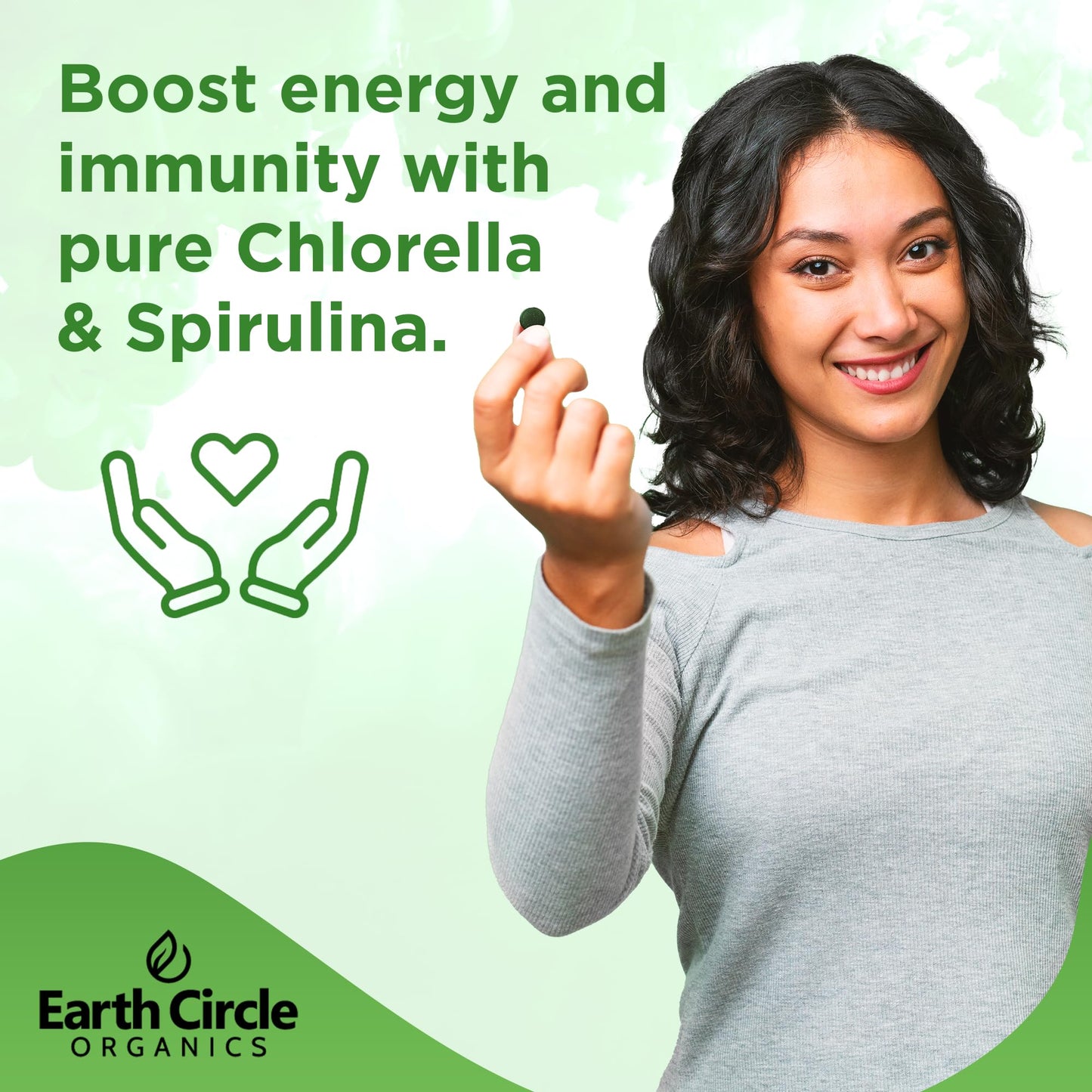 Earth Circle Organics Premium Organic Chlorella & Spirulina Tablets 1000 Count (50/50) – Cracked Cell Wall for Maximum Absorption | Vegan, Kosher Green Algae Superfood | Pack of 2