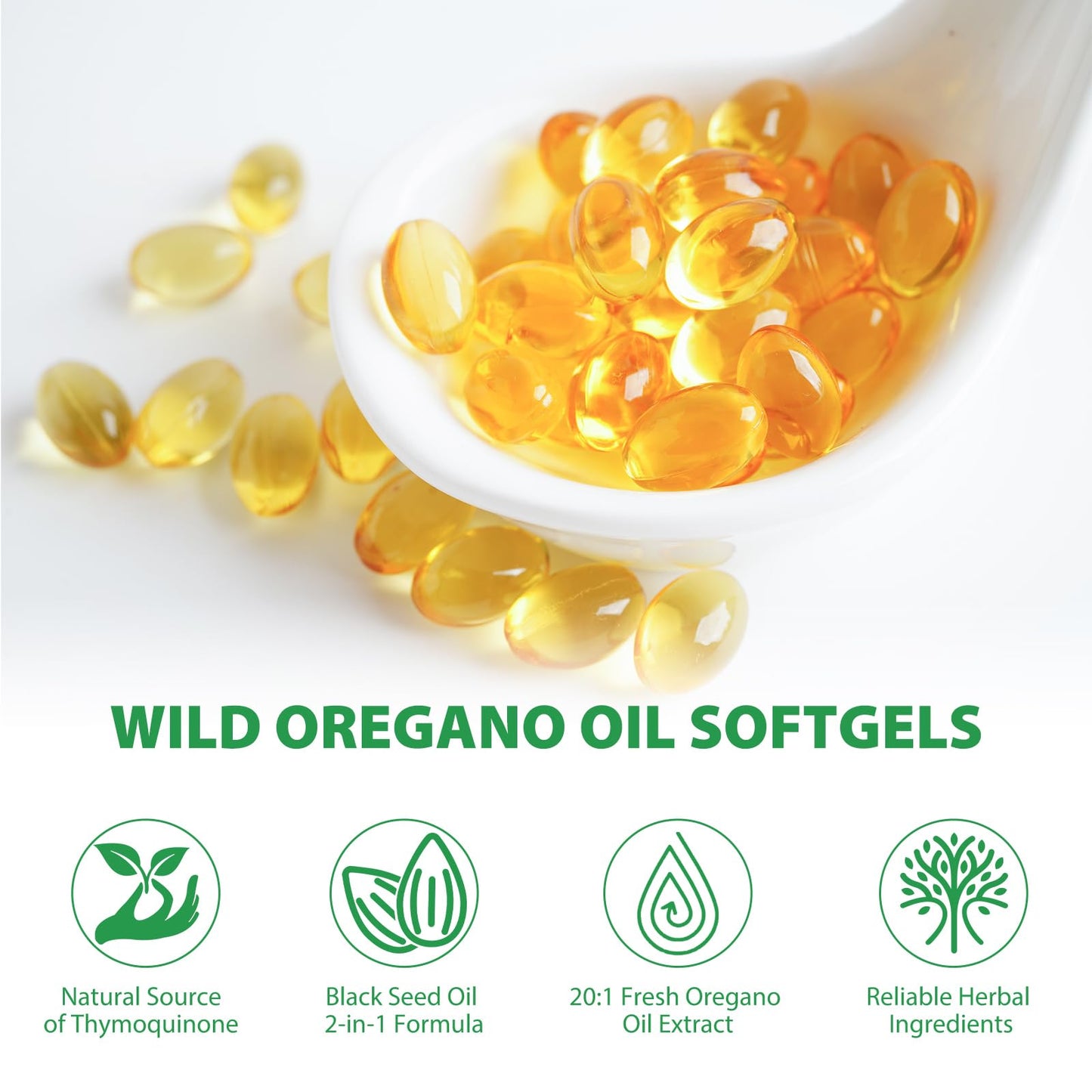 Oil of Oregano with Black Seed Oil Softgels 120 Count – Immune Support & Antioxidant Power | Non-GMO