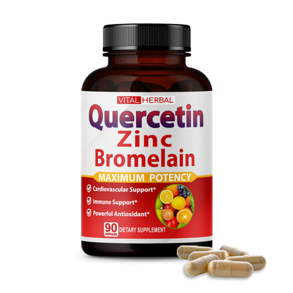 Premium Quercetin 98% with Bromelain, Green Tea & Ashwagandha – 90-Capsule Bottle