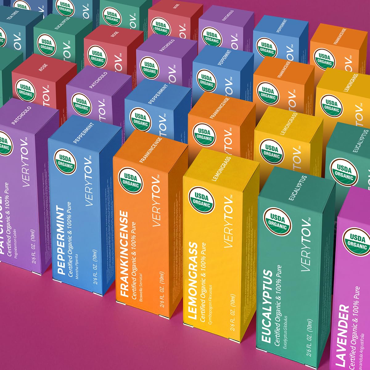 Premium USDA Organic Essential Oils Set – 5x10ml, 100% Pure