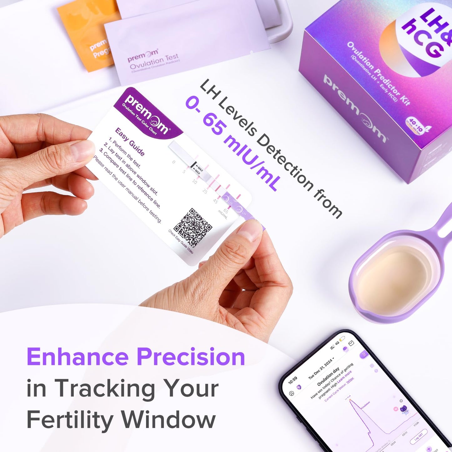 Premom Quantitative Ovulation Predictor Kit - 40 Ovulation Tests + 10 Pregnancy Tests