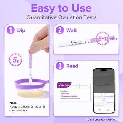 Premom Quantitative Ovulation Test Strips – Smart OPK with App, 20 LH Tests