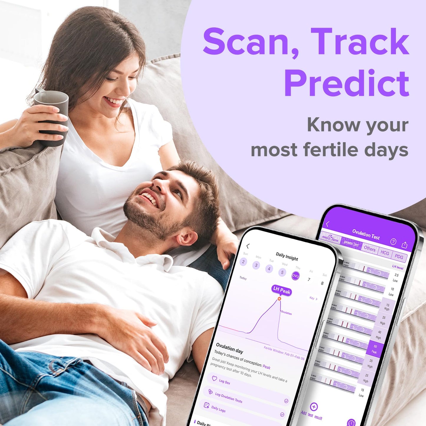 Premom Quantitative Ovulation Predictor Kit - 40 Ovulation Tests + 10 Pregnancy Tests