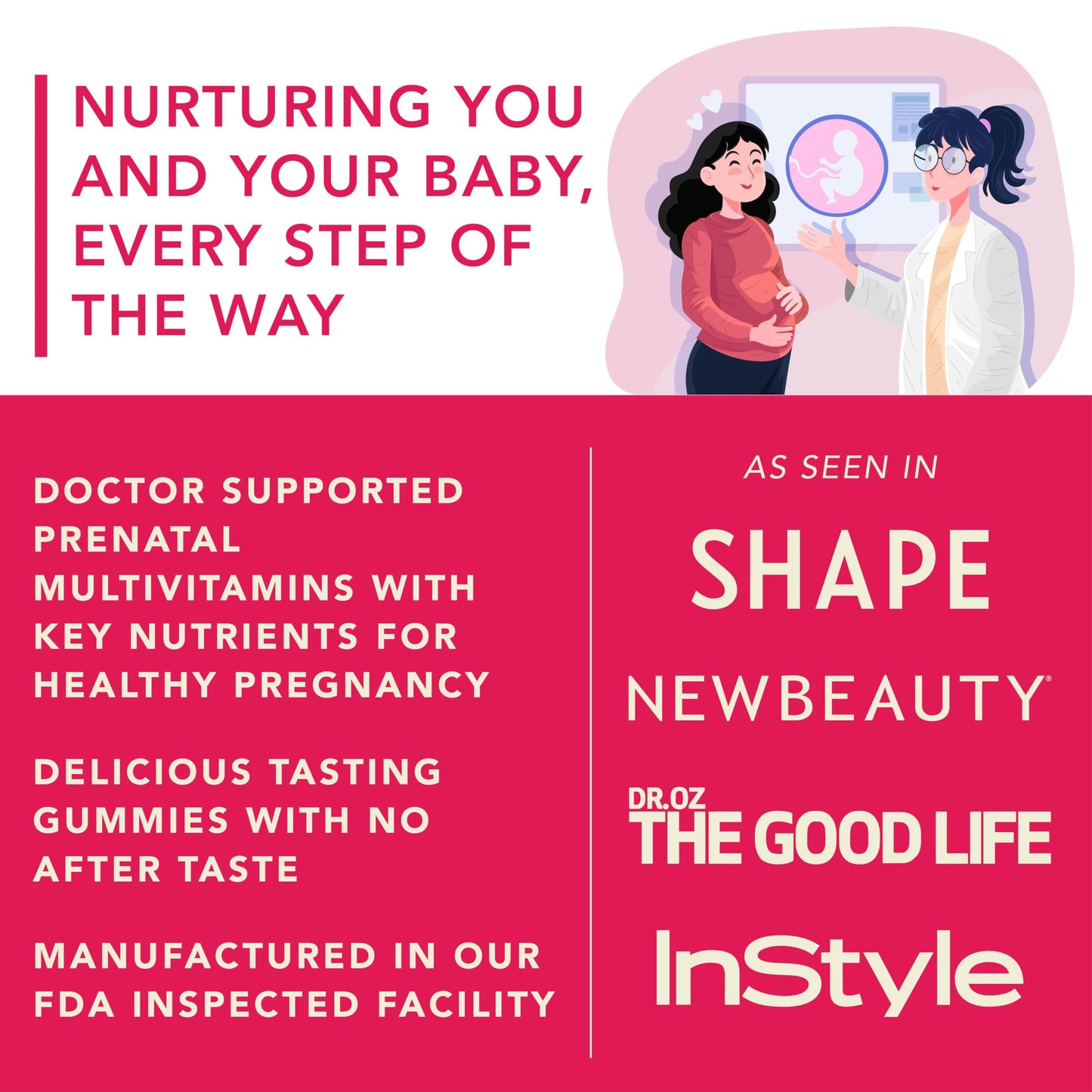Prenatal Gummies for Women with DHA, Folate, Vitamin B & D | Fetal & Neural Support