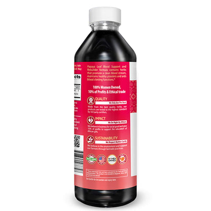 Papaya Leaf Blood Support Liquid - 15X Strength | Healthy Platelets & Digestion - 12oz