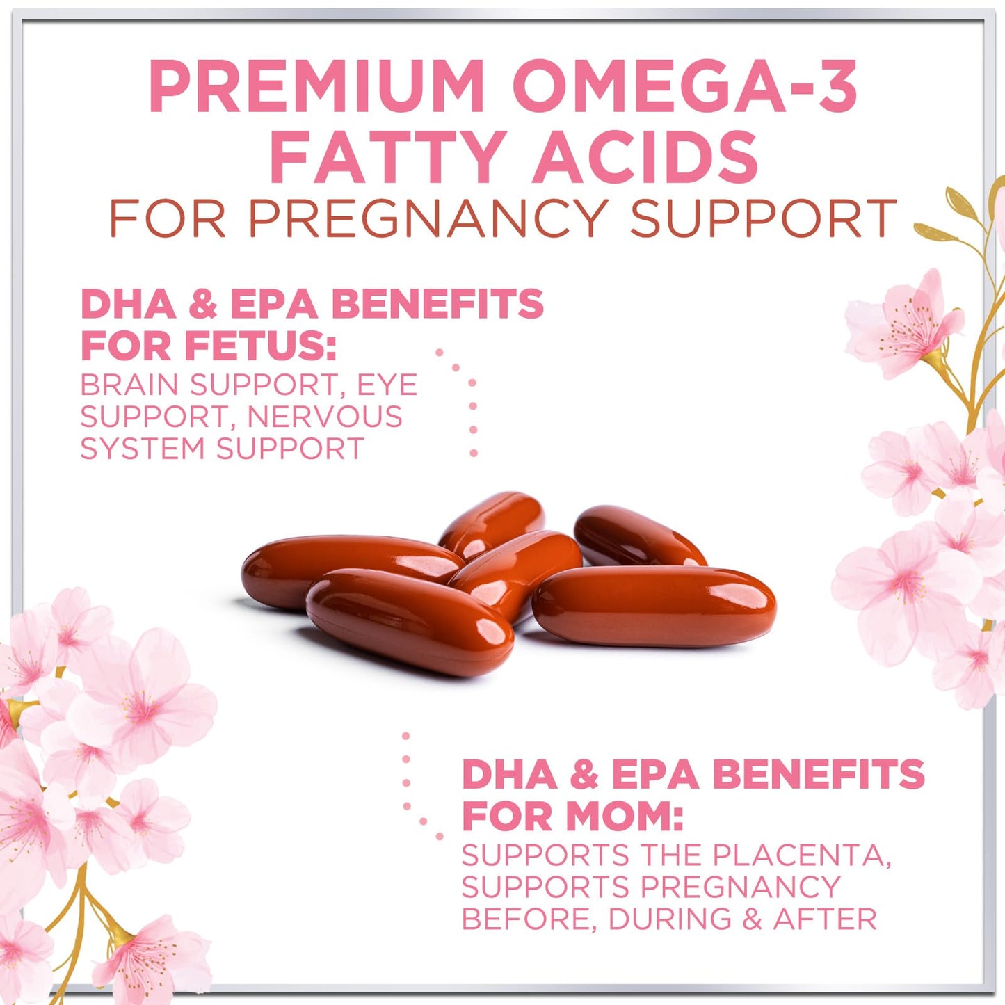 Prenatal Vitamins for Women with Folic Acid & DHA, Brain Development Support with Folate & Omega 3's, Multivitamin with Vitamin A, C, D, B6, B12 & Iron, Pregnancy Supplement - 60 Softgels
