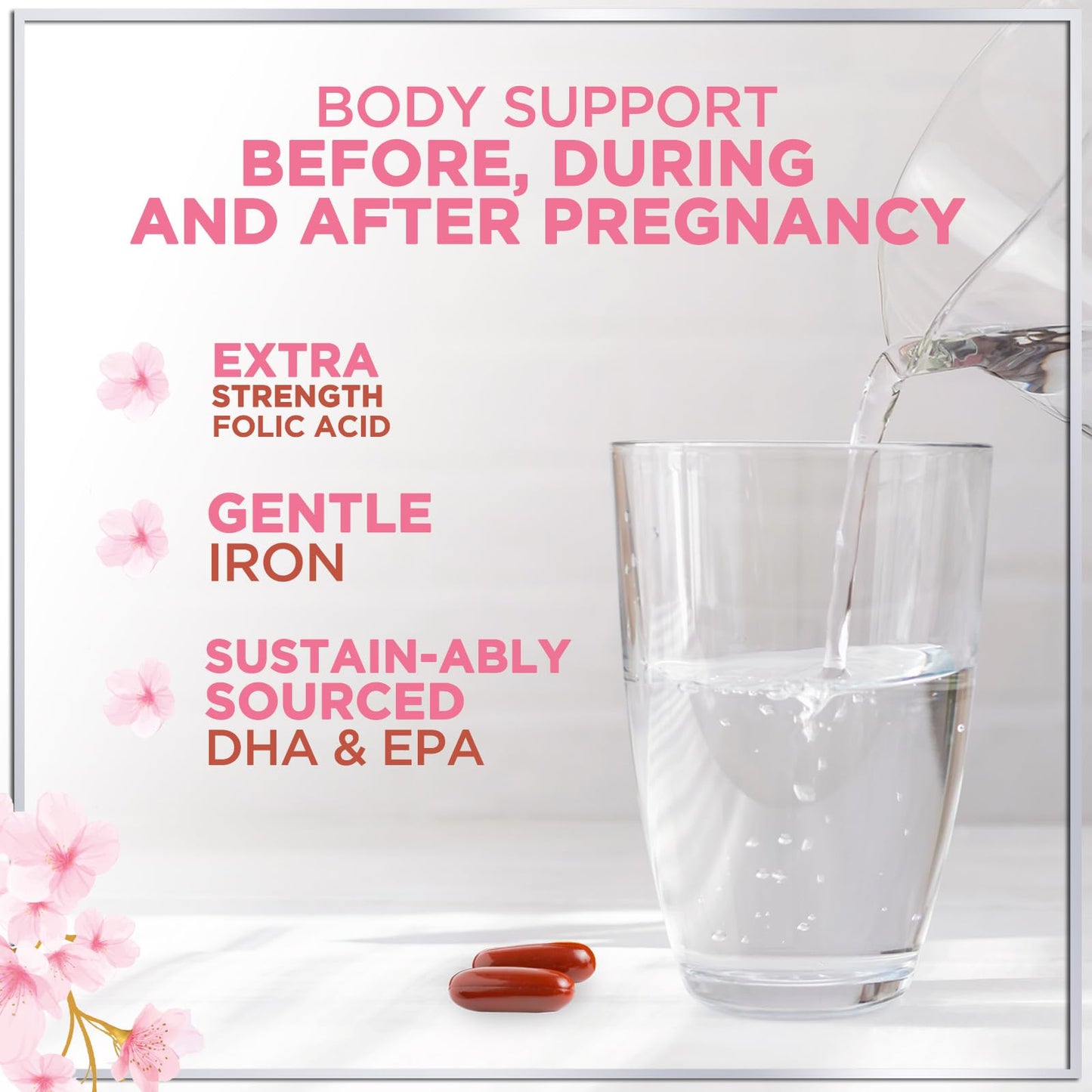 Prenatal Vitamins with Folic Acid & DHA – 120 Softgels