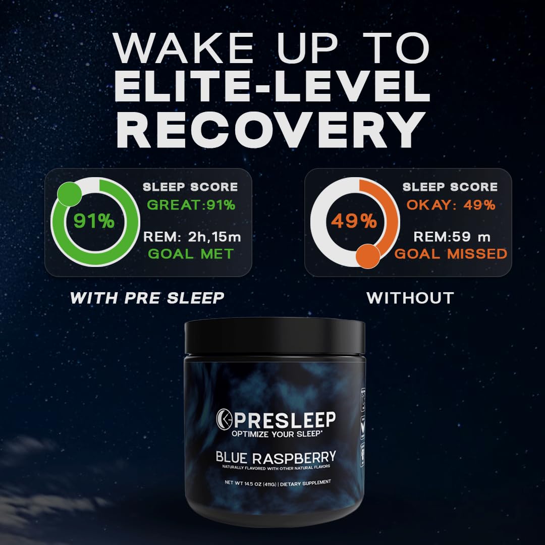 PreSleep Natural Sleep Powder – Melatonin-Free Sleep Aid with Magnesium Glycinate, L-Theanine & Glycine – Non-Habit Forming, Vegan, Gluten Free, 30 Servings
