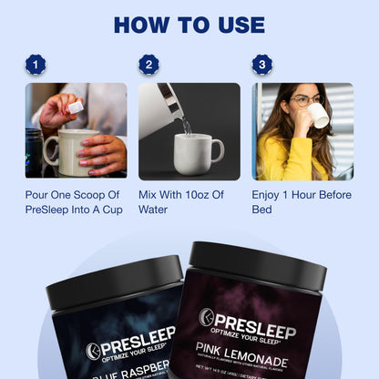 PreSleep Natural Sleep Powder – Melatonin-Free Sleep Aid with Magnesium Glycinate, L-Theanine & Glycine – Non-Habit Forming, Vegan, Gluten Free, 30 Servings