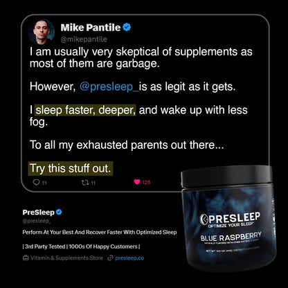 PreSleep Natural Sleep Powder – Melatonin-Free Sleep Aid with Magnesium Glycinate, L-Theanine & Glycine – Non-Habit Forming, Vegan, Gluten Free, 30 Servings