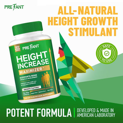 PRETANT Growth Capsules - Grow Taller Naturally with Calcium for Bone Strength