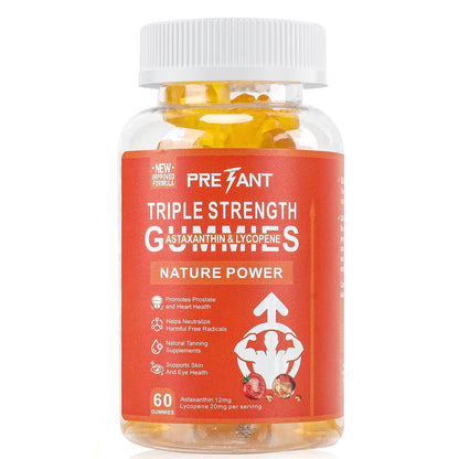PRETANT Prostate Health Gummies — Astaxanthin + Lycopene for Prostate, Heart, Eye & Skin Support | Vegan 30 Servings