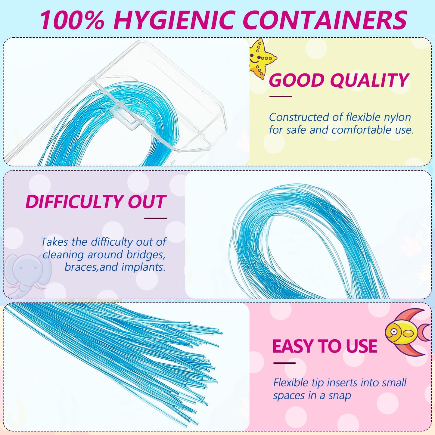 Preteen Kids Floss Threaders – Deep Clean for Braces & Bridges (200PCS, 4-Pack)