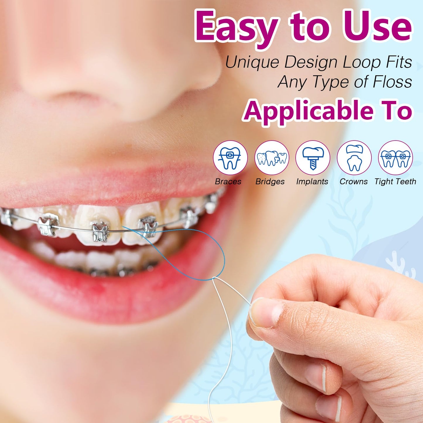 Preteen Kids Floss Threaders – Deep Clean for Braces & Bridges (200PCS, 4-Pack)