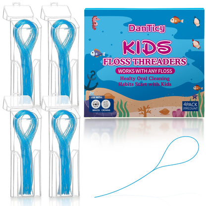 Preteen Kids Floss Threaders – Deep Clean for Braces & Bridges (200PCS, 4-Pack)