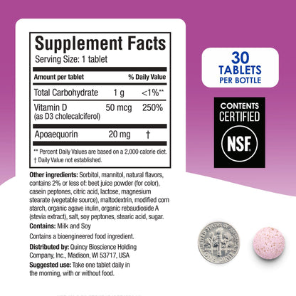 Prevagen Extra Strength Mixed Berry Chewables – 30 Tablets (1 Month) | Apoaequorin 20 mg + Vitamin D3 | 7-Day Pill Minder