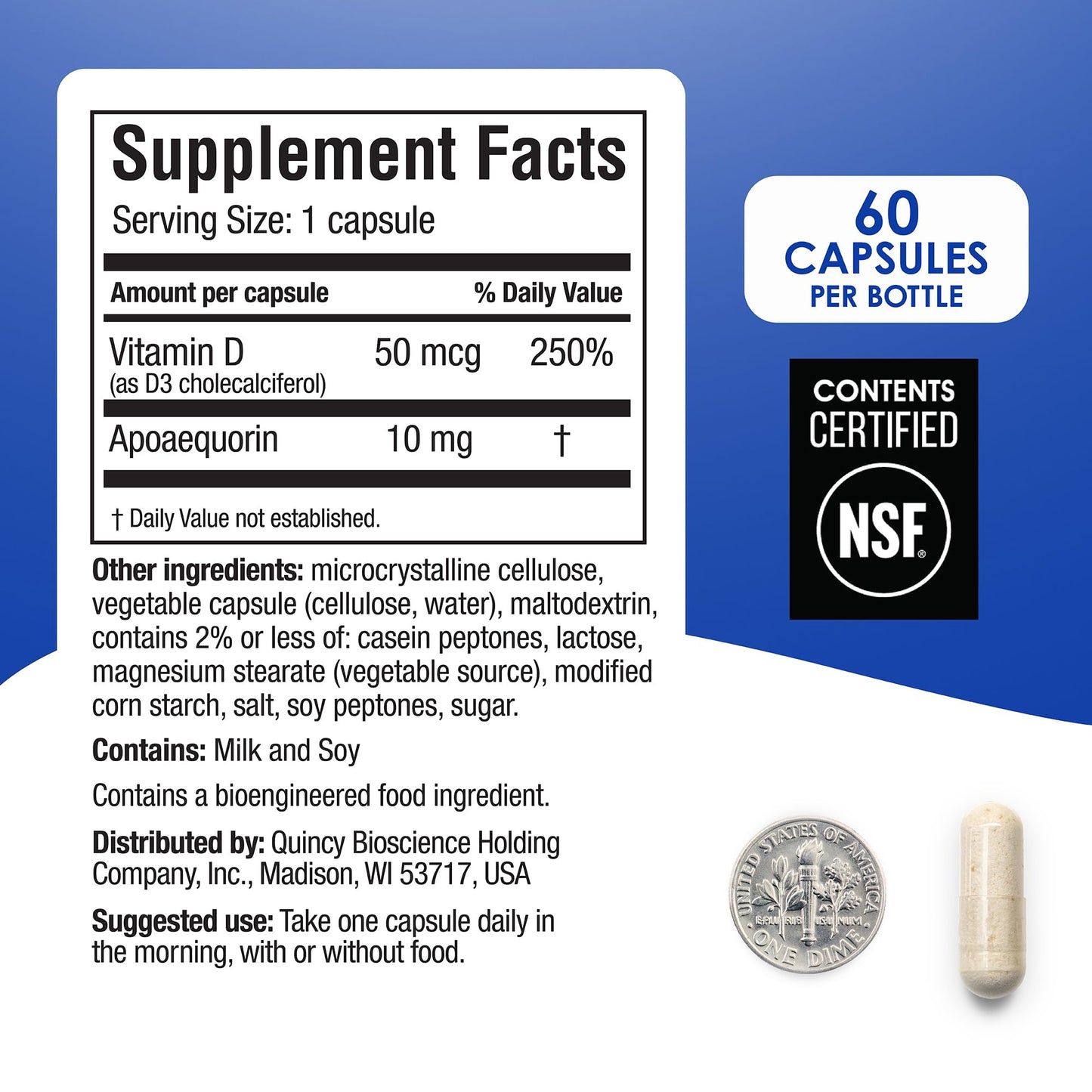 Prevagen Regular Strength 60 Capsules | Apoaequorin + Vitamin D3 | 7-Day Pill Minder