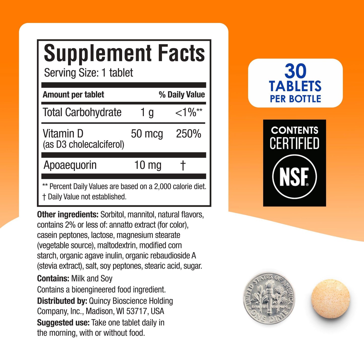 Prevagen Regular Strength Orange Chewables – 60 Tablets | 10 mg Apoaequorin + Vitamin D3 | 2-Month Supply | 7-Day Pill Minder