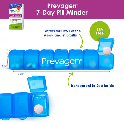 Prevagen Extra Strength Mixed Berry Chewables – 30 Tablets (1 Month) | Apoaequorin 20 mg + Vitamin D3 | 7-Day Pill Minder