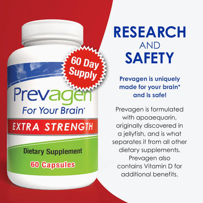 Prevagen Extra Strength - 60 Capsules (2 Month Supply) | Apoaequorin 20mg + Vitamin D3 | One Daily Capsule + 7-Day Pill Minder