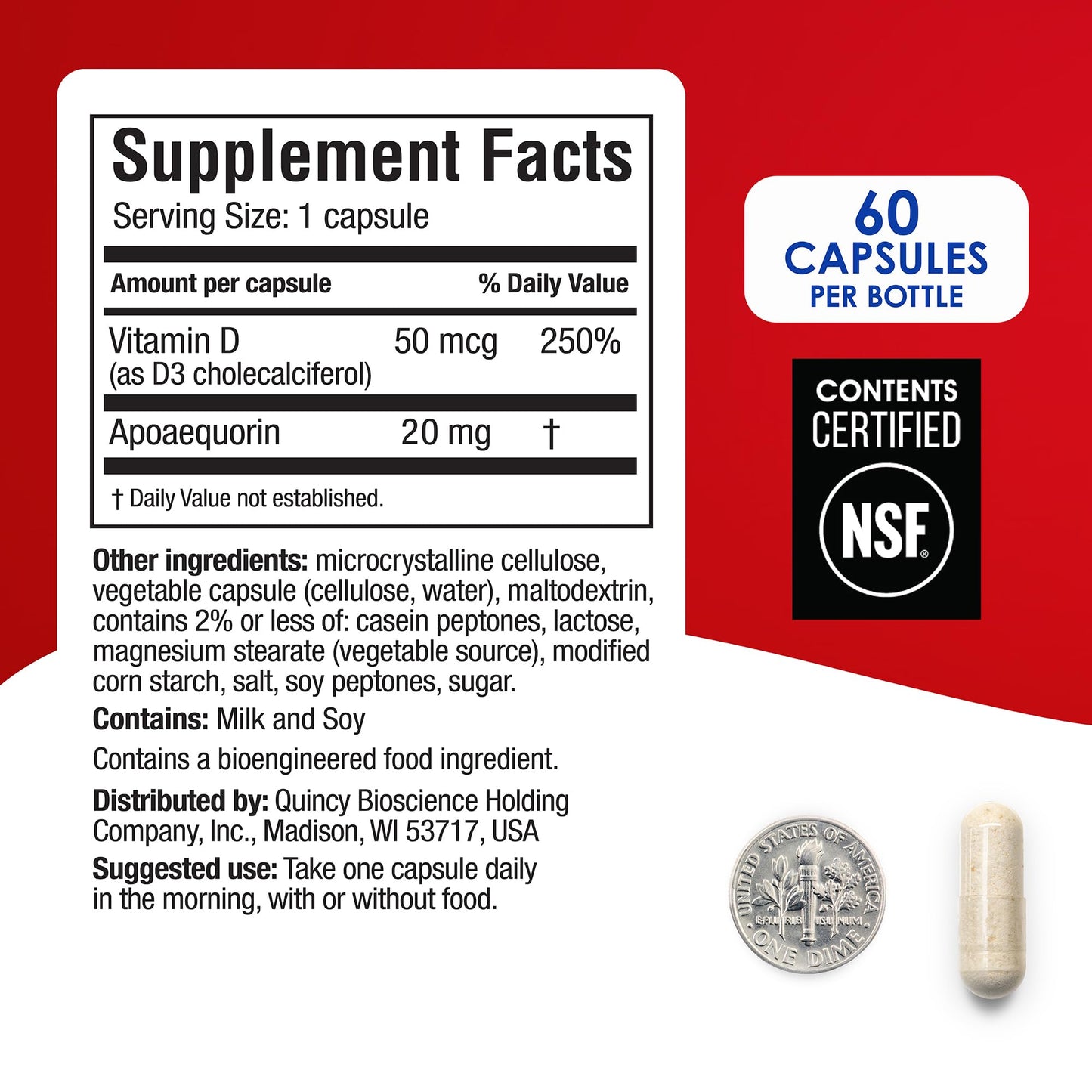 Prevagen Extra Strength - 60 Capsules (2 Month Supply) | Apoaequorin 20mg + Vitamin D3 | One Daily Capsule + 7-Day Pill Minder