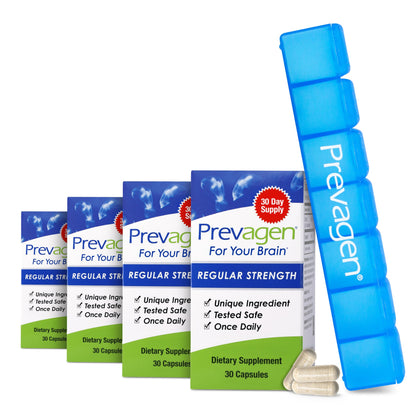 Prevagen Regular Strength - 120 Capsules | Apoaequorin + Vitamin D3 | 7-Day Pill Minder