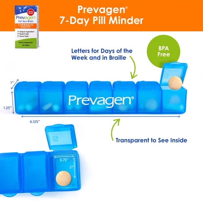 Prevagen Regular Strength Orange Chewables — 30 Tablets (1 Month) | 10 mg Apoaequorin + Vitamin D3 | 7-Day Pill Minder