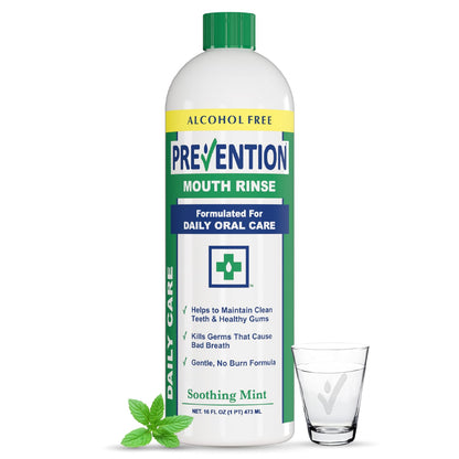 Prevention Daily Care Alcohol-Free Mouthwash with Hydrogen Peroxide – Mint Fresh Breath, Fluoride-Free, 16 oz