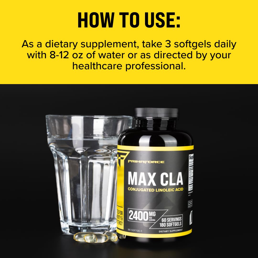 Primaforce CLA 2400 mg per Serving – 180 Softgels, Non-Stim, GMO & Gluten Free