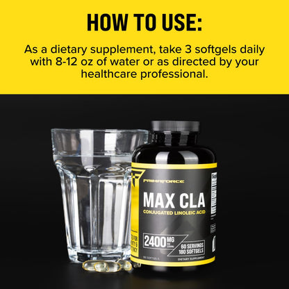 Primaforce CLA 2400 mg per Serving – 180 Softgels, Non-Stim, GMO & Gluten Free
