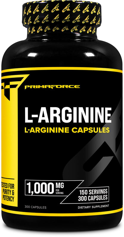 Primaforce L-Arginine 1000 mg – 300 Capsules, 150 Servings | Gluten Free, Non-GMO | Extra Strength Amino Acid
