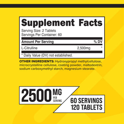Primaforce L-Citrulline 2500mg per Serving | 60 Servings | 120 Tablets