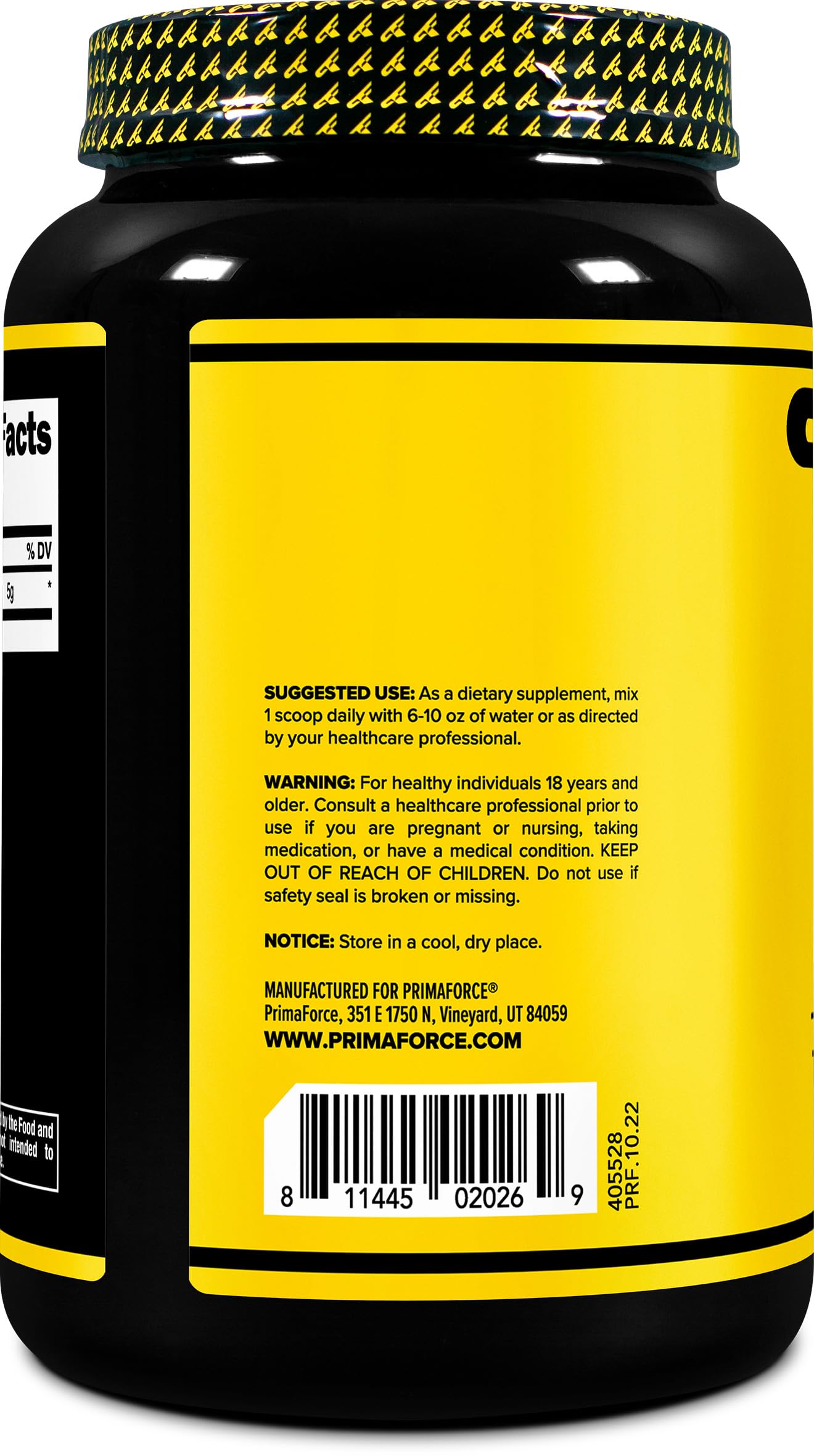 Primaforce L-Glutamine Powder 1500g – Unflavored, 5g Serving, 300 Servings