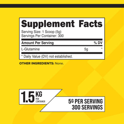 Primaforce L-Glutamine Powder 1500g – Unflavored, 5g Serving, 300 Servings