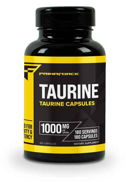 Primaforce Taurine 1000mg Capsules – 180 Count – Non-GMO & Gluten Free