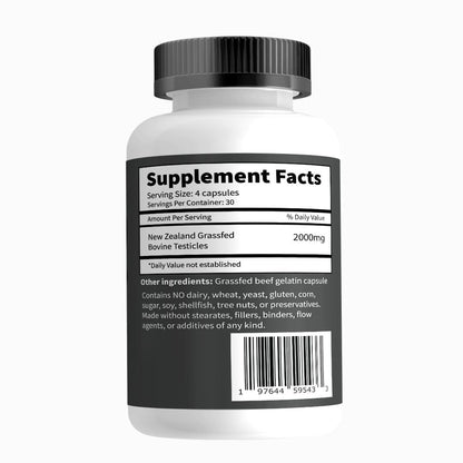 Primal Being Grassfed Beef Testes Capsules – NZ Sourced, 2,000 mg per Serving, 120 Capsules