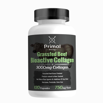 Primal Being Grass-Fed Beef Cartilage Collagen (Type I-V & XI) – Hair, Skin, Nails & Joints | 120 Capsules