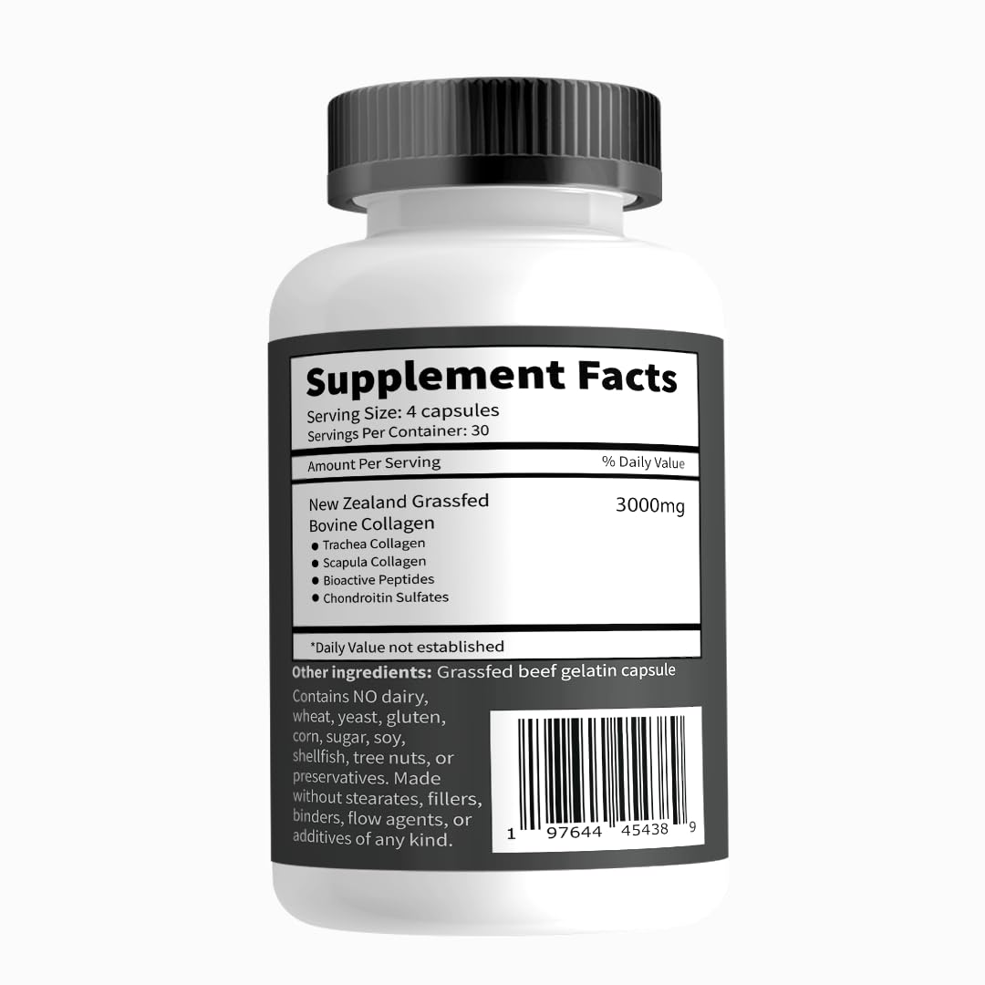 Primal Being Grass-Fed Beef Cartilage Collagen (Type I-V & XI) – Hair, Skin, Nails & Joints | 120 Capsules