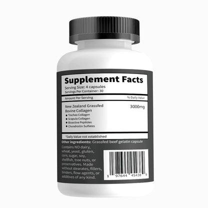 Primal Being Grass-Fed Beef Cartilage Collagen (Type I-V & XI) – Hair, Skin, Nails & Joints | 120 Capsules