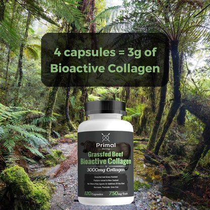 Primal Being Grass-Fed Beef Cartilage Collagen (Type I-V & XI) – Hair, Skin, Nails & Joints | 120 Capsules