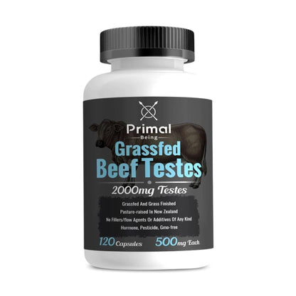 Primal Being Grassfed Beef Testes Capsules – NZ Sourced, 2,000 mg per Serving, 120 Capsules