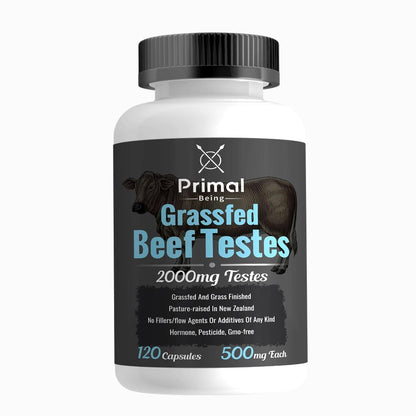 Primal Being Grassfed Beef Testes Capsules – NZ Sourced, 2,000 mg per Serving, 120 Capsules