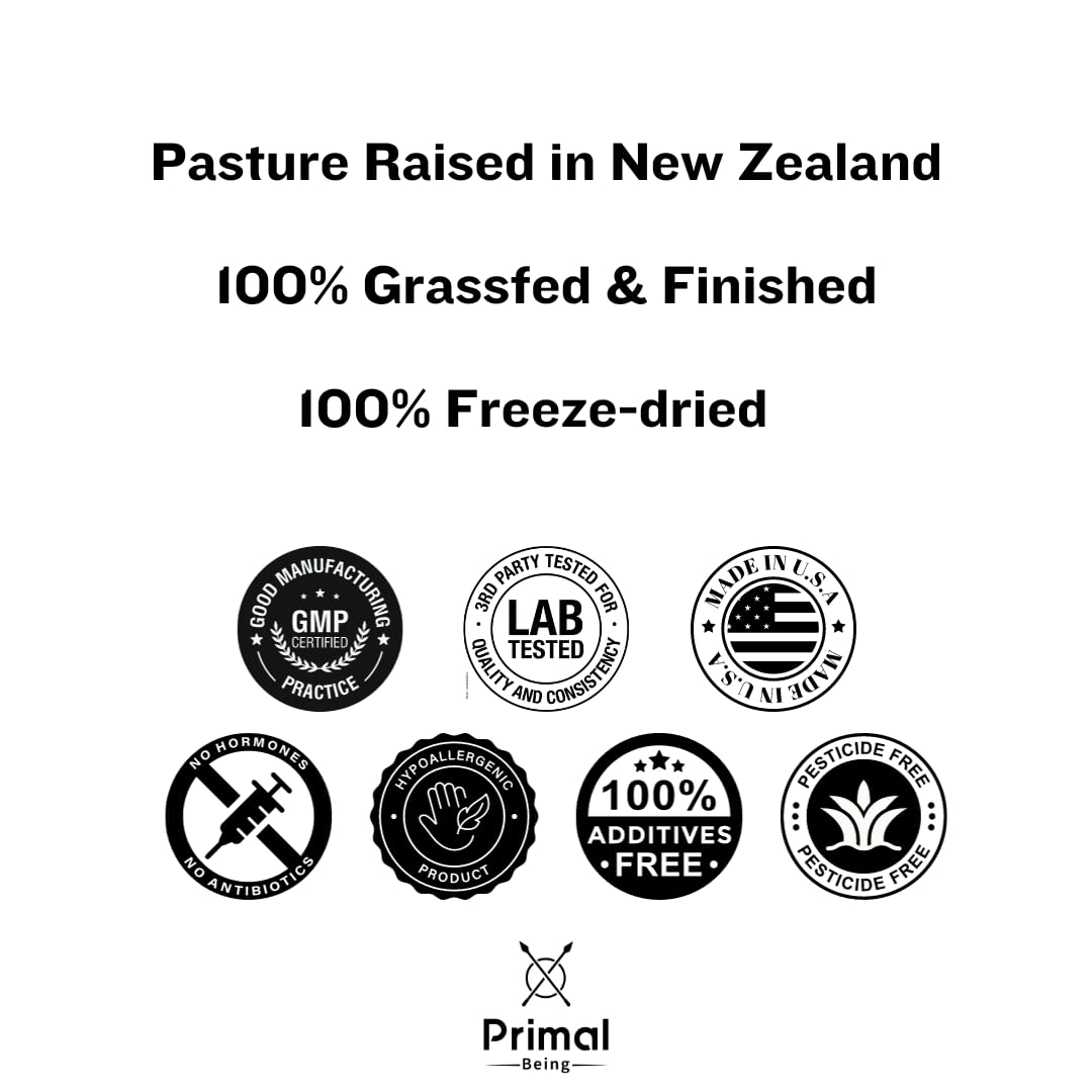 Primal Being Grassfed Beef Testes Capsules – NZ Sourced, 2,000 mg per Serving, 120 Capsules