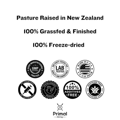 Primal Being Grassfed Beef Testes Capsules – NZ Sourced, 2,000 mg per Serving, 120 Capsules