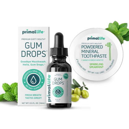 Primal Life Organics Dirty Mouth Gum Serum & Toothpowder – Spearmint, 1 oz