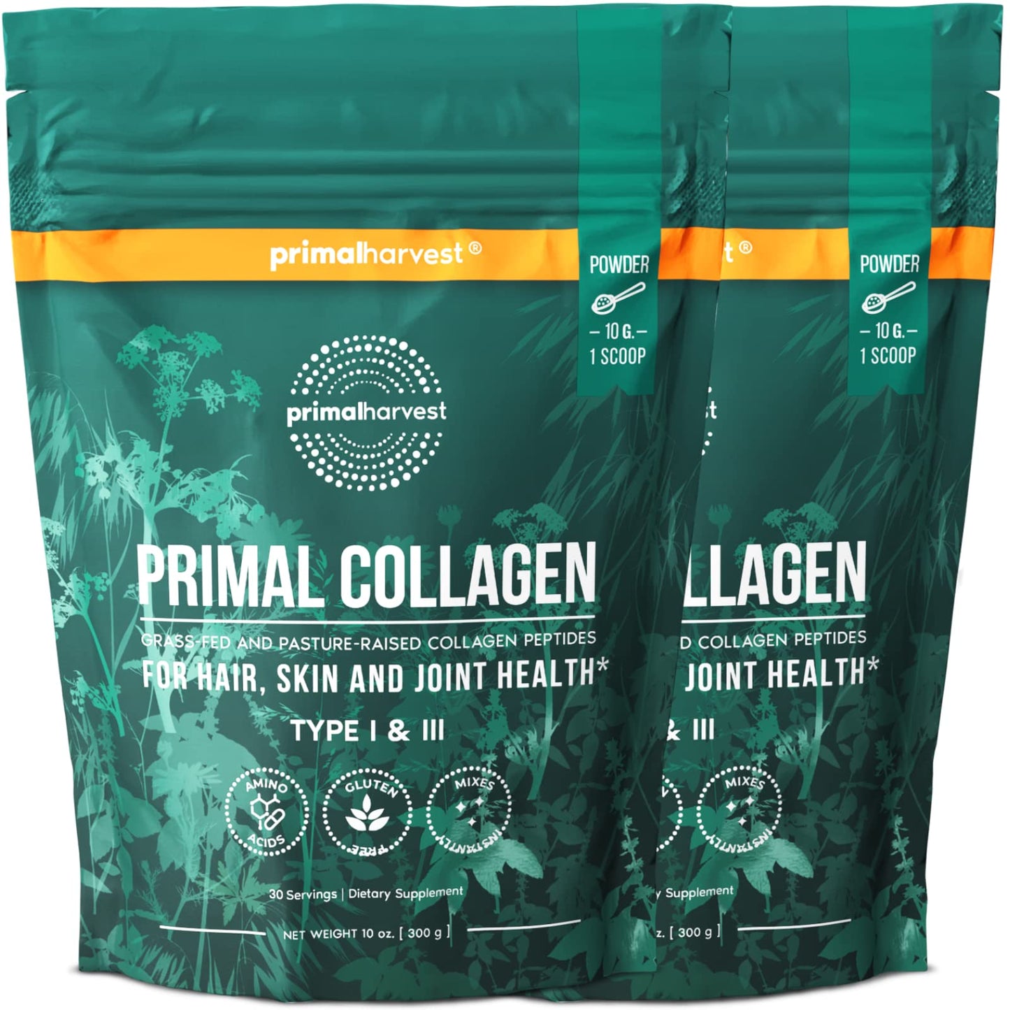 Primal Harvest Collagen Powder Type I & III – 2-Pack, Unflavored