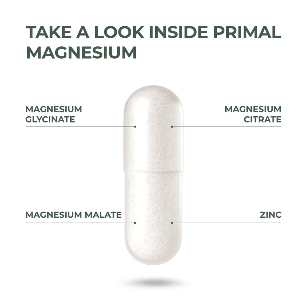 Primal Harvest Magnesium Complex 310mg with Glycinate, Citrate, Malate + Zinc — 2 Pack, 240 Capsules