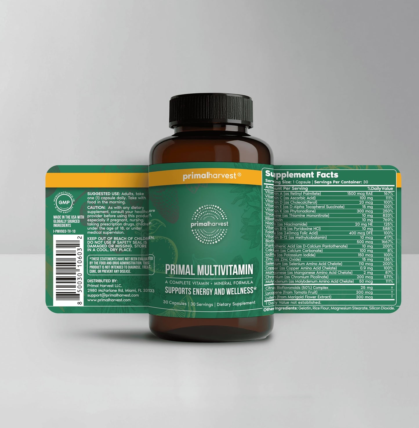 Primal Harvest Primal Multivitamin – 21 Essentials, 2 Pack (30 Count)