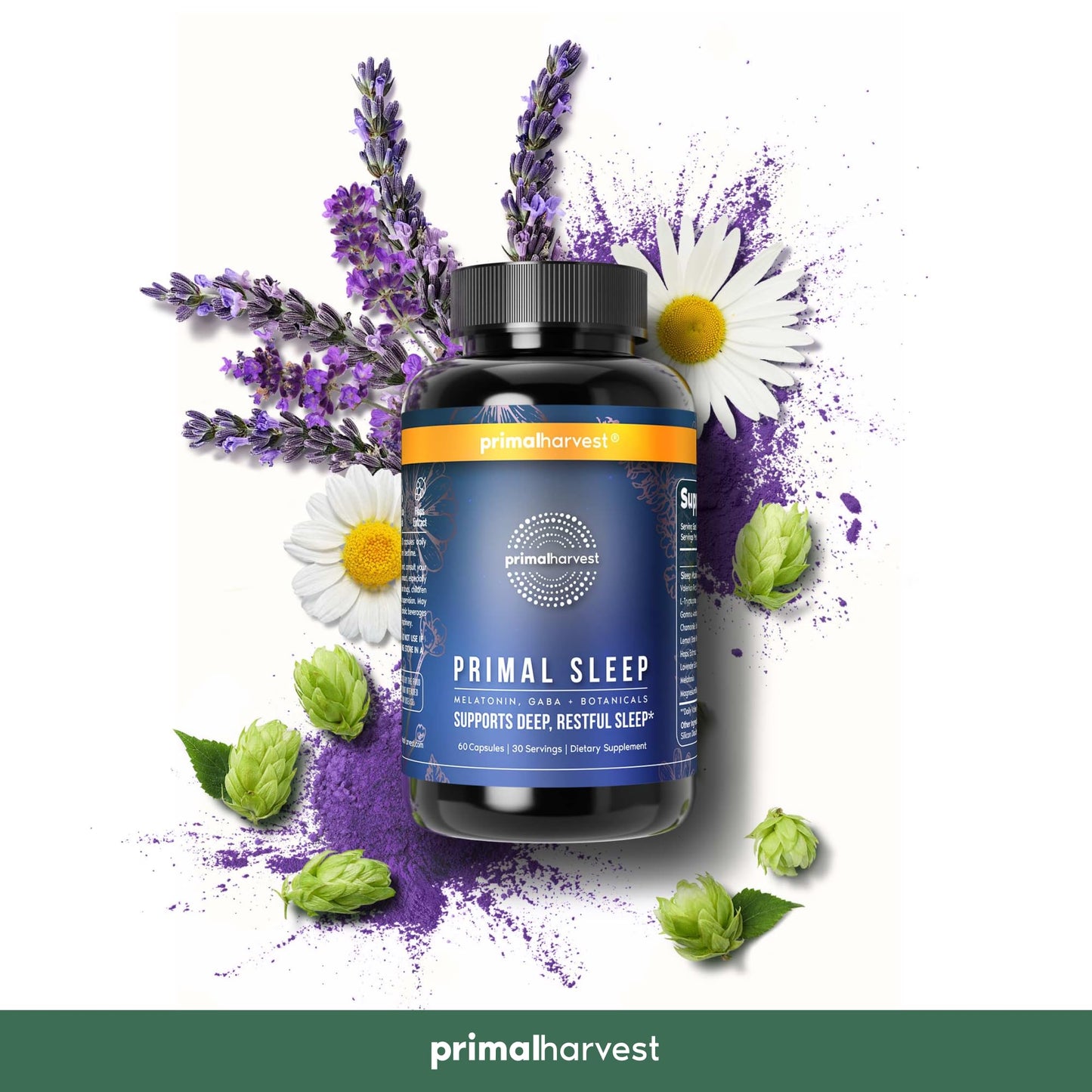 Primal Sleep 2 Pack by Primal Harvest – 120 Capsules (Valerian, L-Tryptophan, GABA, Chamomile, Melatonin 3 mg)