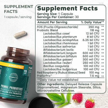Primal Harvest Probiotics for Women and Men – Shelf-Stable Daily Prebiotic Probiotic 60 Capsules (2 Pack)